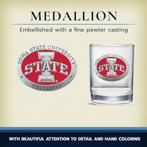 Heritage Pewter Iowa State Double Old Fashioned Glass | 14 OZ Double Rocks for Liquor | Expertly Crafted Pewter