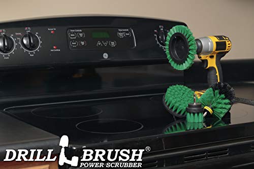 Drillbrush Green – Drill Power Kitchen Scrub Brush Kit – Oven Cleaning Drillbrush Attachment – Drill Scrubber Attachment for Dishes – Stove Cleaning Brush for Drill