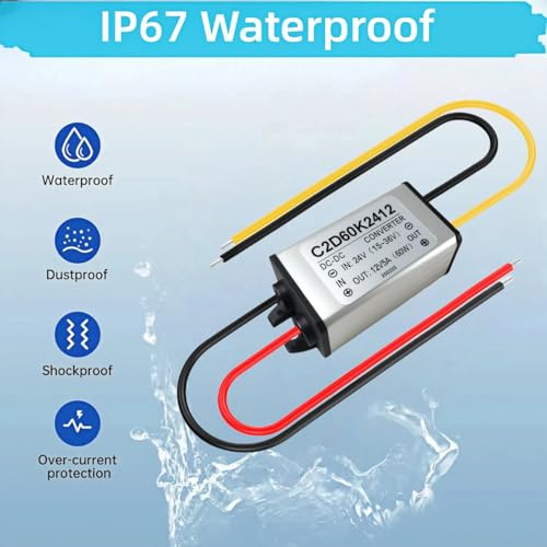 Voltage Converter 24 V to 12 V 5 A, DC DC Converter 24 to 12, Voltage Limiter 12, Step Down Power Supply Buck Converter (15-36 V)