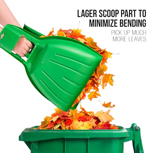 Superio green adult leaf collector and rake set with leaf scoops for gardening and lawn care