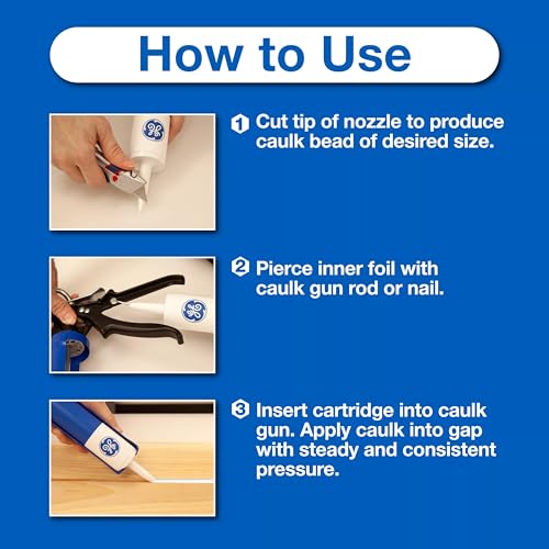GE Supreme white silicone caulk cartridge for kitchen and bathroom sealing, 10 fl oz, 1 pack