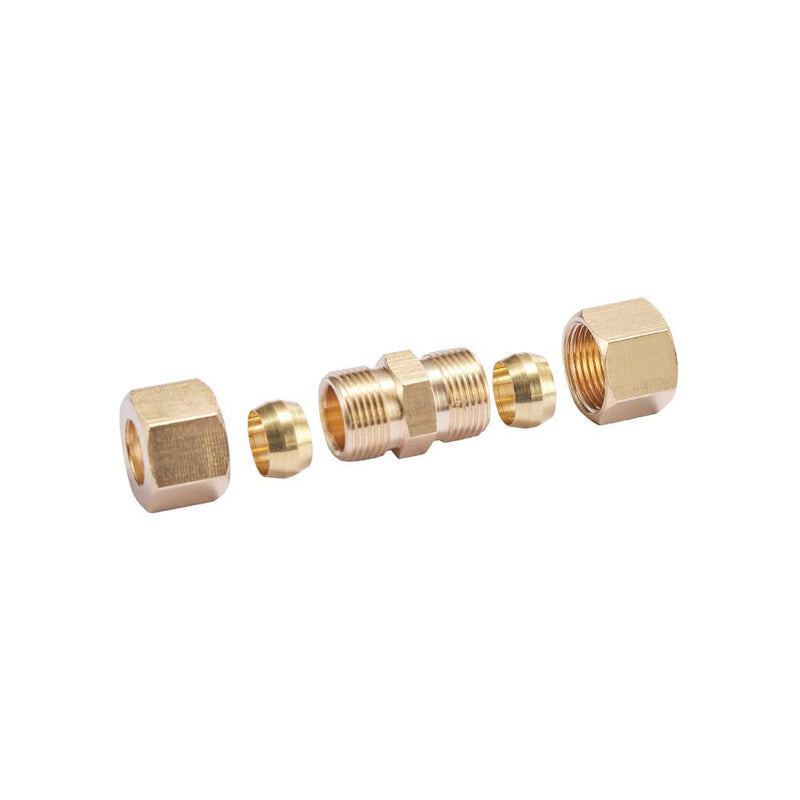 [Australia - AusPower] - Brass Compression Tube Pipe Fitting Connector, Straight Coupling Adapter, 3/8" Tube OD x 3/8" Tube OD Connector 5pcs (3/8" OD Compression x 3/8" OD Compression) 3/8" OD Compression x 3/8" OD Compression 