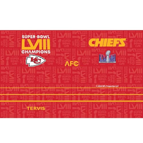 Tervis Traveler NFL Kansas City Chiefs - Super Bowl 58 LVIII Champions Triple Insulated Tumbler Travel Cup Keeps Drinks Cold & Hot, 20oz, Stainless Steel Multicolor