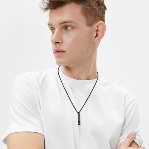 MILACOLATO 2 pcs Cremation Urn Pendant Necklace for Memorial Black+Silver Tone