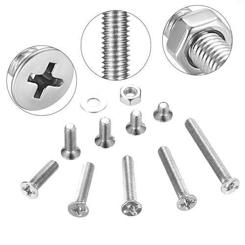 YOUYIDUN M3 screw and nut set with silver countersunk Phillips flat head bolts, washers, and assortment box