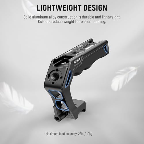 NEEWER Top Handle and NATO Rail Kit, Comfort Silicone Grip with Quick Release NATO Clamp, 3 Cold Shoes and 1/4" 3/8" ARRI Threads, Compatible with SmallRig Camera Cage Video Rig, CA008