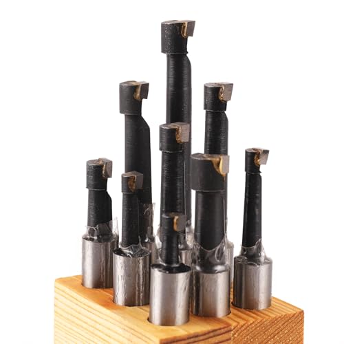 9-Piece 1/2" Boring Bar Set - C6 Carbide Tipped Lathe Tools Kit for Metal Turning, Drilling, Milling (Includes Base) 1/2 in