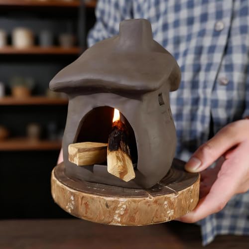 Mougigi House Palo Santo Burner - Mini Ceramic Chiminea Holder Black High House