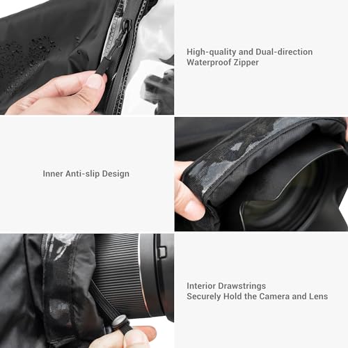 Waterproof Camera Rain Cover for Nikon Canon Sony Fujifilm (w Openable Window)BLACK