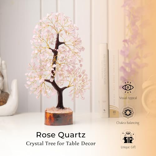 YATSKIA Rose Quartz Crystals Tree, Crystal Gifts For Women, Crystals And Gemstones, Decorative Home Accessories, Gemstone Tree Room Decor, Crystal Tree Ornaments For Living Room, Thank You Gift Rose Quartz Tree
