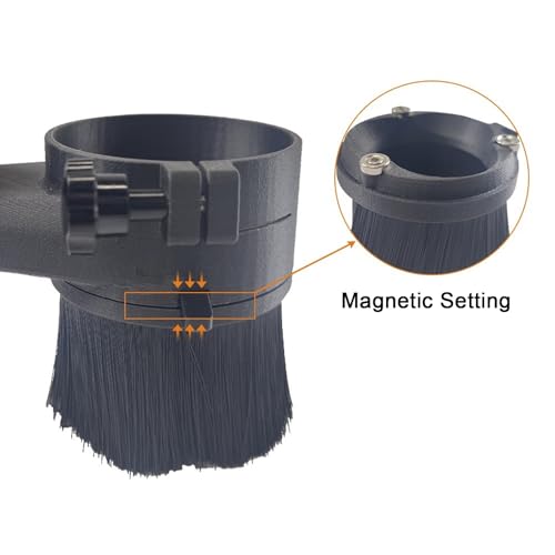 Ejoyous CNC Dust Shoe 80mm, Dust Collector Cover for CNC Engraving Machine Magnetic Suction Design with Detachable Brush Bristles, for 2.2kw 80mm Spindle Motor