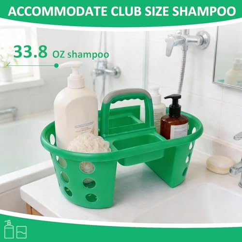 SIMPLYKLEEN Large Shower Caddy Portable 2PC - Made in USA Plastic Jumbo Size Dorm Storage Candy Tote with Handle Shower Organizer for Bathroom, Pantry, Kitchen, College Dorm, Green