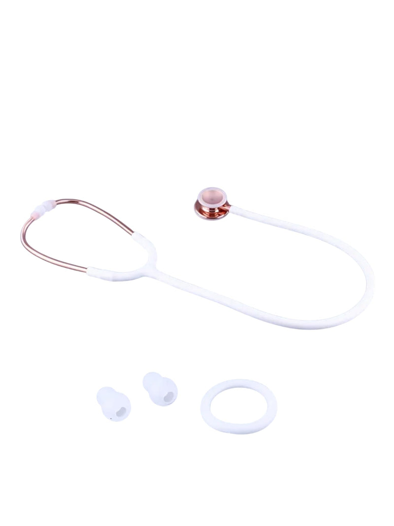 [Australia - AusPower] - White Stethoscope for Students Nurse Doctor, Beautiful Gold-Plated Stetho for Clinical Use, Professional high-sensitivity fiber membrane, Double Sided Stethoscope, estetoscopio medico 
