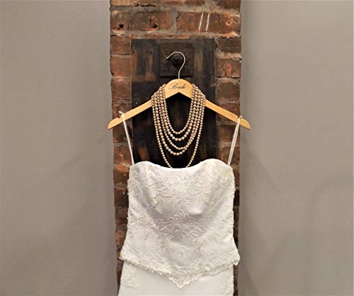 NAHANCO B20017 Bridal Hanger, Natural Wood Hanger with Black Imprint (Bride), 17” (1 piece) Natural W/Black Print