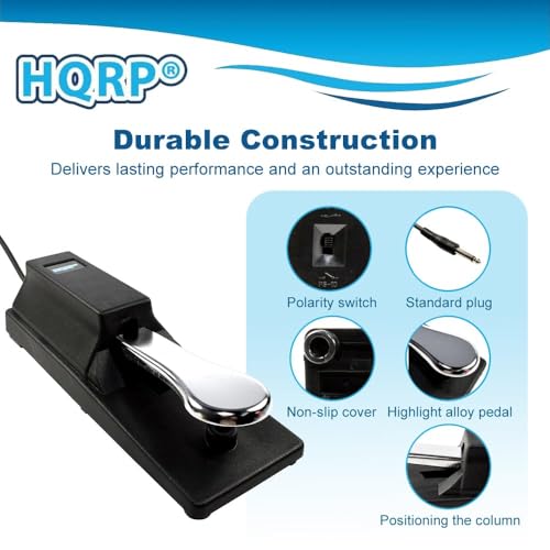 HQRP Sustain Pedal compatible with Yamaha YPG-235 / YPG-535 / YPT-230 / YPT-330 / YPT-240 / PSR-E243 / MM6 / MM8 / MO6 / MO8 / MOX6 / MOX8 / MX49 / MX61 Keyboards Piano Style