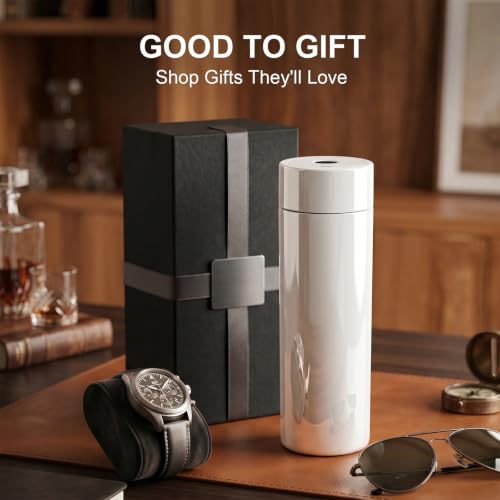Smart Fingerprint Lock Water Bottle 450ml with Auto-Open Lid, Stainless Steel, Leak-Proof & Tamper-Proof, Keeps Drinks Hot or Cold 12 Hours, Perfect for Office, Travel & Gym(White) White