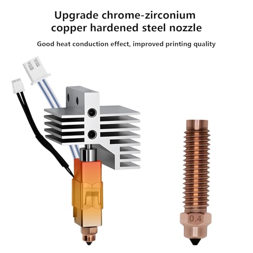 Upgrade 0.4MM Hotend Kit for Elegoo Centauri Carbon, Chromium Zirconium Copper Hardened Steel Nozzle Ceramic Heater Print Head Hot End with Extra 2PCS Nozzle for Centauri Carbon/Centauri 3D Printers Upgrade 0.4MM Hotend