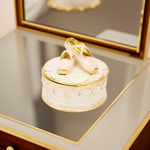 Pssopp Jeweled Ballet Shoes Trinket Boxes,Trinket Box Hinged Hinged Enameled Decorative Dance Jewelry Ornament Ring Holder Box Figurine for Gift