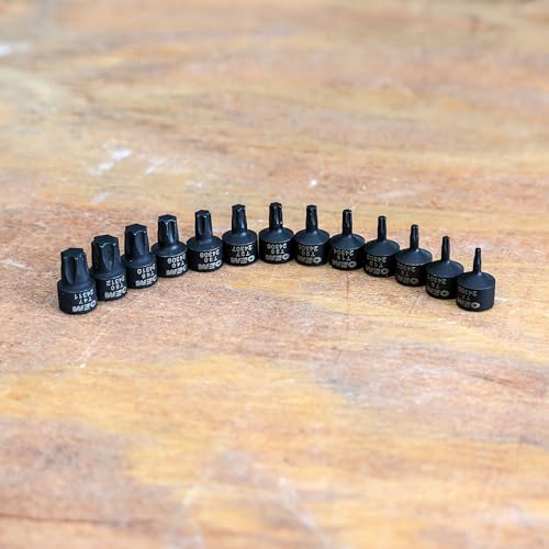 OEMTOOLS 24293 13-piece stubby Torx bit socket set with 1/4-inch drive star drive bits