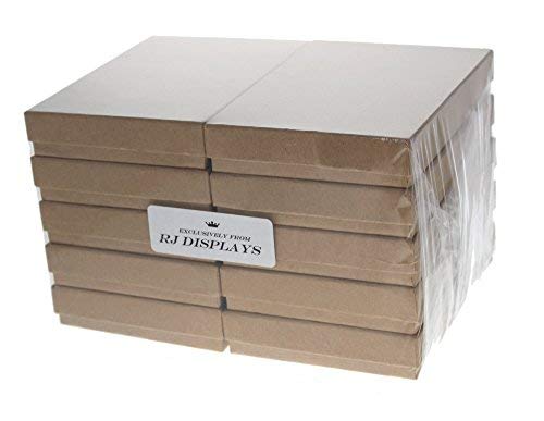 RJ Displays -25 Pack Cotton Filled Brown Kraft Paper Cardboard Large Jewelry Box for Necklace, Jewelry Set, Belt Buckle, Bracelets Display and Packaging Size-5 3/8" x 3 7/8" x 1"