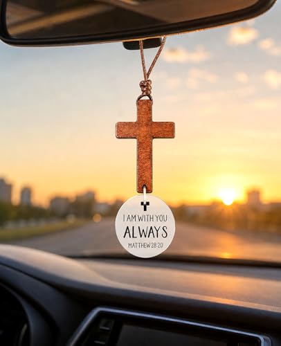 2PCS Cross for Car Mirror Hanging, Christian Gifts for New Driver Men Women, Rearview Hanger Cross Ornament Rear View Mirror Accessories