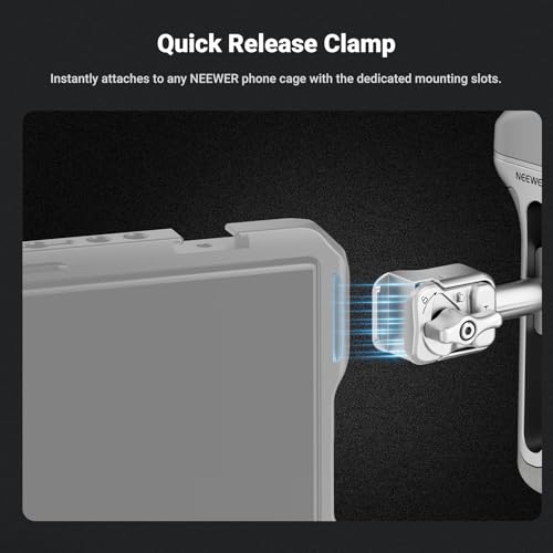 NEEWER Quick Release Bluetooth Side Handle with Cold Shoe & 360° Rotation, Compatible with Blackmagic Camera App for Focus Zoom iPhone 17 Pro Max 16 S25 Ultra Phone Cage Accessories, PA148E (Silver)