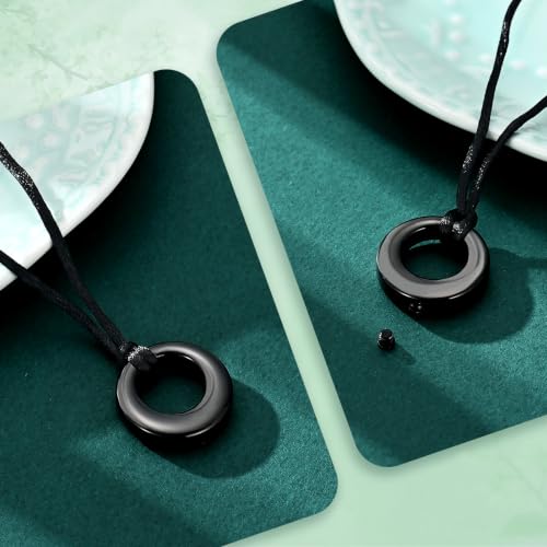 Cremation Jewelry-Circle of Life Eternity Keepsake Memorial Pendant Necklace for Ashes for Women Gifts With Funnel Kit & Bag Black