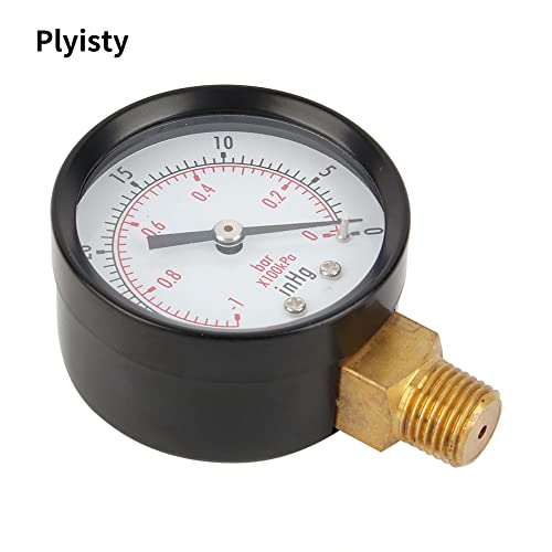 Vacuum Pressure Gauge, Vacuum Gauge 2 Inch for Air Compressor Water Oil Gas 1/4 Inch NPT Lower Bracket MF.0 ~ -30inHg 0 ~ -1bar Universal Vacuum Pressure Gauge with 50 Diameters 1/4 NPT