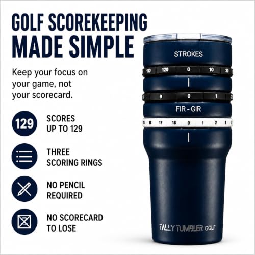 Tally Tumbler Golf 20oz Stainless Steel Golf Scorekeeping Tumbler (Bogey Blue) Bogey Blue