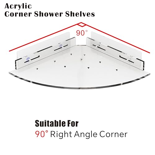 Acrylic Corner Shower Caddy Shelf 2 Pack, Space-Saving Storage Rack