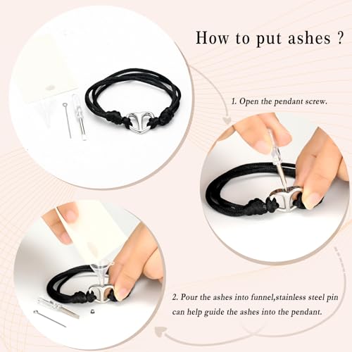 Minicremation Heart Cremation Bracelet for Ashes Adjustable Memorial Urn Bangle for Ashes of Loved One Keepsake Cremation Jewelry Silver thick rope