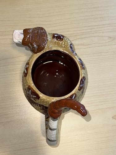 Ceramic Rattlesnake Mug, Novelty Snake Design Coffee Cup with Coiled Body and Tail Handle, Brown and Tan Glazed Finish