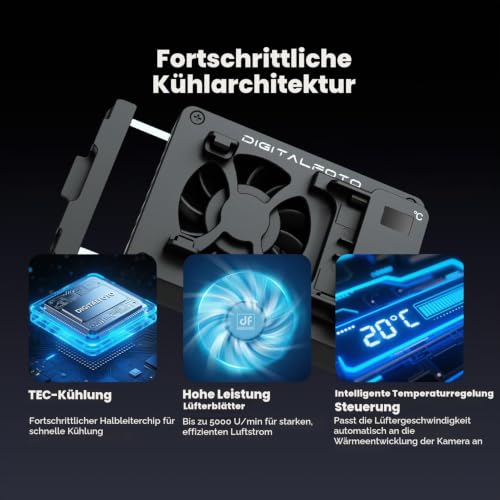 ICEMAN-E6 TEC Semiconductor Camera Cooling Fan | TEC Semiconductor Camera Cooler, LED Display, USB-C Dual Power and Quick Lock Mount for Canon R5/R6/90D/SX70 Etc ICEMAN-E6 EU