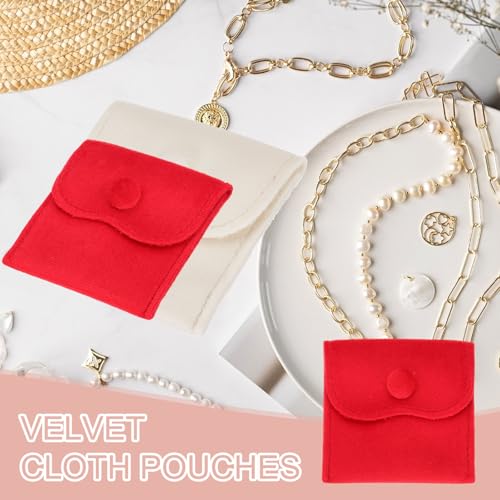 PATIKIL 4x4 Inch Velvet Jewelry Pouches, 12 Pcs Jewelry Packaging Gift Bags with Snap Button for Bracelet Necklace Rings Watch, Red