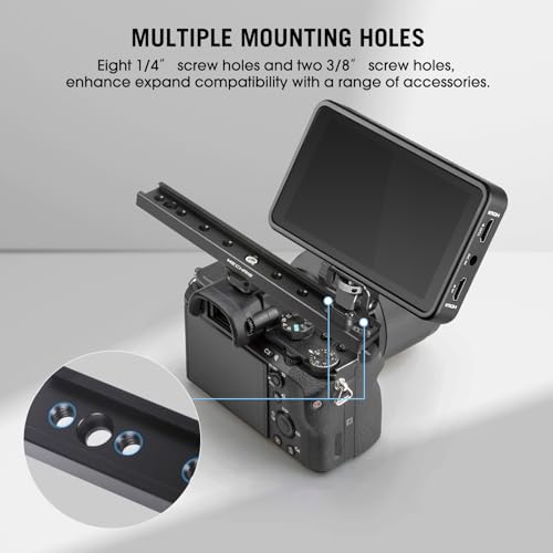 7 Inch Cold Shoe Mount Bracket Cold Shoe Extension Bar, Aluminum Sliding Rail Hot Shoe Mount Bracket with 1/4" & 3/8" Thread for DSLR Camera LED Video Light Microphone Monitor (62033)