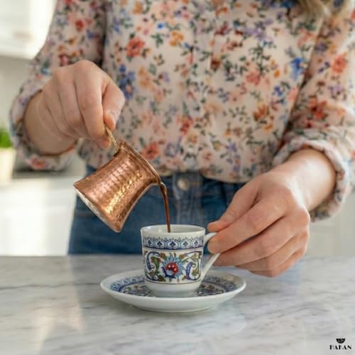 Hakan Turkish Coffee Pot | Stove Top Water Boiler, Coffee Maker, Butter, Chocolate & Milk Warmer | Even and Quick Heat with Handcrafted Copper Material | Coffee Gifts Idea, 5 Oz (150 cc) X-Small | 5.0 oz
