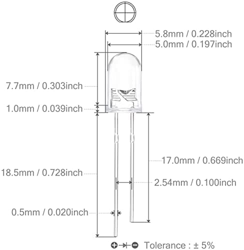 Pack of 100 LED 5 mm Color UV Ultraviolet LEDs Housing Clear Black Light LEDs Approx. 3V Diode 2 Pin LEDs Housing Clear