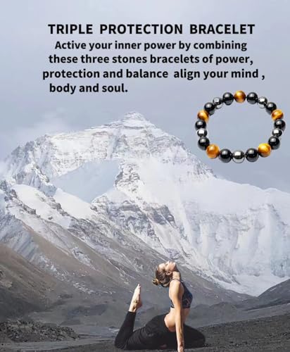Triple Protection Bracelet Elastic 10mm Bead Bracelet For Women Medium Size Triple Protection Bracelet