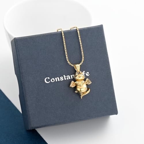 constantlife Cat Urn Necklace for Ashes Pet Ashes Pendant Cremation Jewelry Keepsake for Animal Ashes Small Locket Grieve Memorial Gift for Pet Loss Gift for Women Men Golden