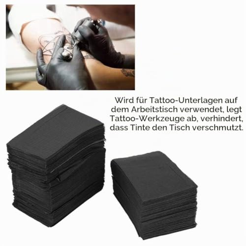 Dental Bib Tattoo Manicure Underlay 3 Layers Disposable Paper Tablecloth | Pack of 50, waterproof accessories. 45 x 33 cm, black