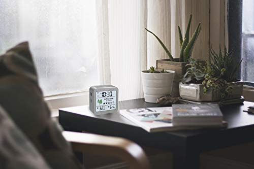 Technoline WL1020 Air Quality Monitor Indoor, Temperature Display, Humidity Display, Low Air Quality Alarm, Silver, White Single
