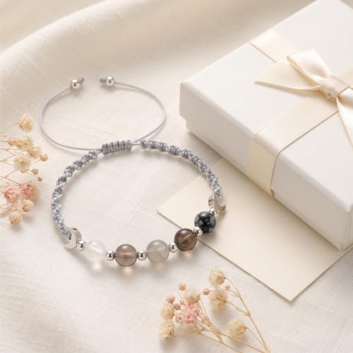 Moon Phase Natural Crystal Spiritual Bracelet for Women Black