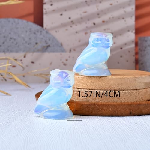 Opal Crystal Owl Figurine Hand Carved Lucky Stone Statue for Healing Home Office Decor Spiritual Gift for Women Men Opal