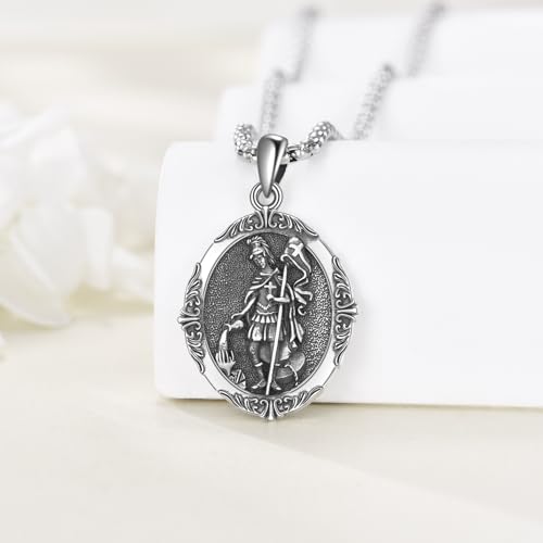 Religious Necklace for Men Women 925 Sterling Silver Praying Hands with Cross/Saint Michael/Saint Michael/Virgin Mary Necklace Medal saint florian