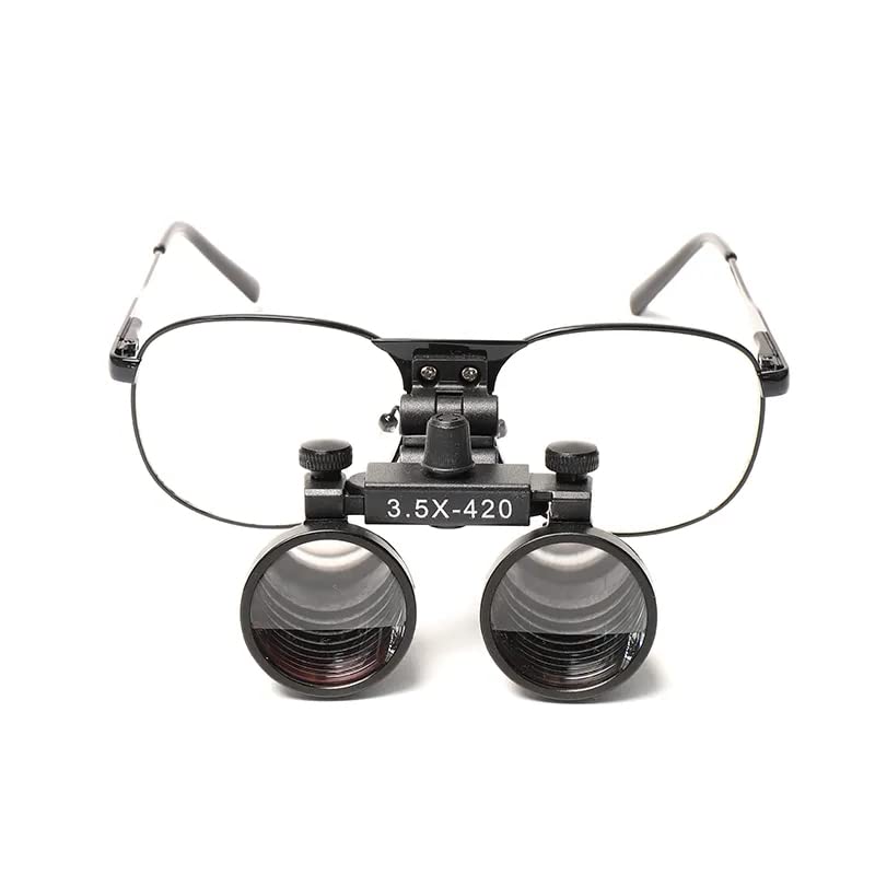 [Australia - AusPower] - 2.5X 3.5X Binocular Dental Loupes Surgical Magnifier Dentist Loupe Metal Eyeglasses Depth View (3.5x-420), Black 3.5x-420 