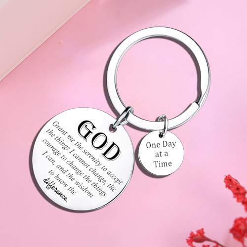 Encouragement Gifts for Women Men Sobriety Keyring Sobriety Addiction Recovery AA Gifts Religious Gift Inspirational Keychain Serenity Prayer Gift