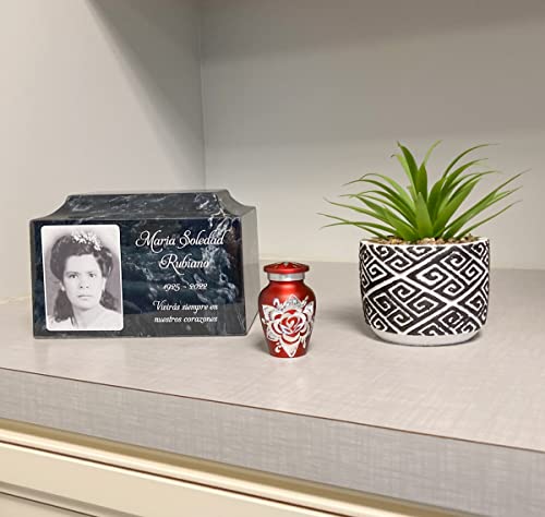 Mainely Urns Set of 4 Crimson Keepsake Cremation Urns for Human Ashes with Engraved Rose Design Small 3 Cubic Inch Capacity Urns for Sharing and Memorializing a Loved One