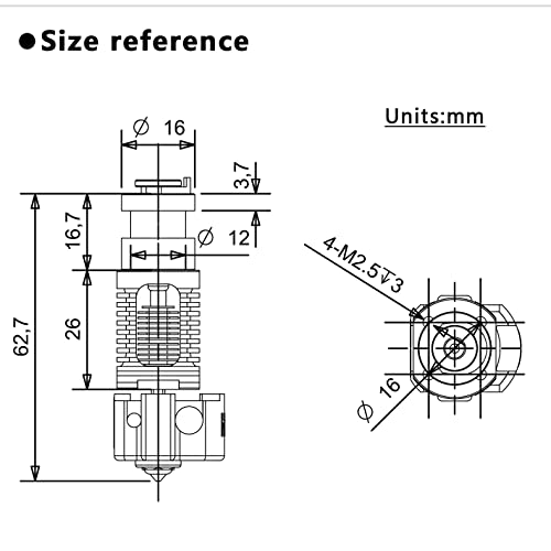 Upgrade Red Lizard k1 V6 Hotend Plated Copper Nozzle Block Compatible with CR10 Ender 3 V2 Pro Ender 5 Voron 2.4 0.1 Prusa I3 MK3s Titan DDB Extruder 3D Printer