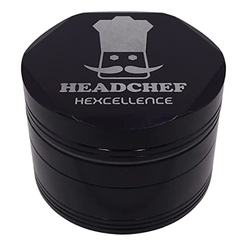 Headchef Hardcore Hexcellence Ceramic Non-Stick Coated Metal Herb Grinder, 4 Piece, 62mm (Dead Blue)