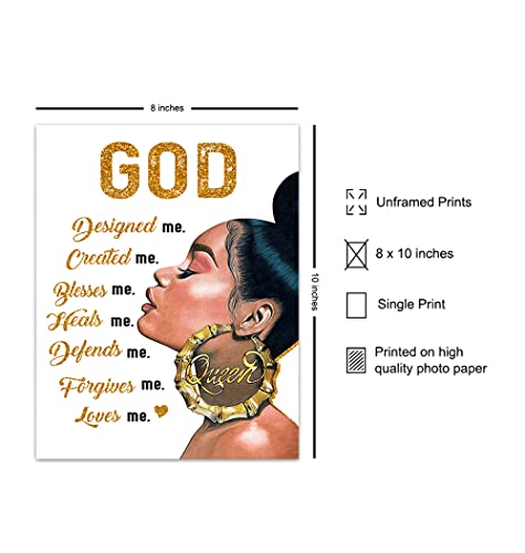 African American Art - Black Art - spiritual Religious Wall Decor - Black women - Inspiration Christian Gifts for Women, African Americans Black Girl - Christian Wall Decor- Faith God Wall Art & Decor 8"L x 10"W